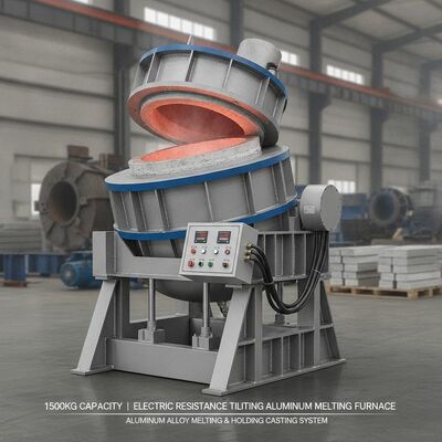 kopen 1500 kg capaciteit Elektrische weerstand Aluminium smeltoven met hydraulische kanteling en PID intelligente temperatuurregeling online vervaardiging