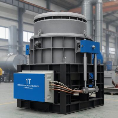 kopen 1-Ton Capaciteit Middelfrequente Inductie Smeltoven voor Snel Smelten van Aluminiumlegeringen met Hydraulisch Kantelsysteem online vervaardiging